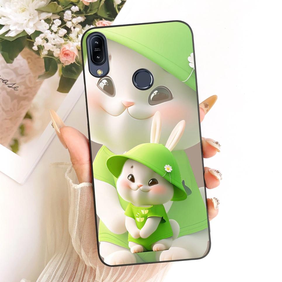 Per ASUS ZENFONE MAX PRO M2 ZB633KL ZB631 KL ZB630KL Custodia per Telefono Gatto Cartone Animato Fiore Farfalla Cover Nera in Morbido Silicone