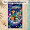 Cosmic Theme Soft Beach Towel Personalized Custom Name Text Towel Portable for Beach Pool Travel