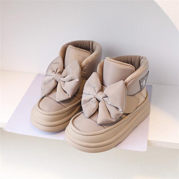 

Children s Snow Boots Winter Kids Shoes Butterfly-knot Waterproof Warm Plush Princess Girls Boots EU 22-37 21 бежевый