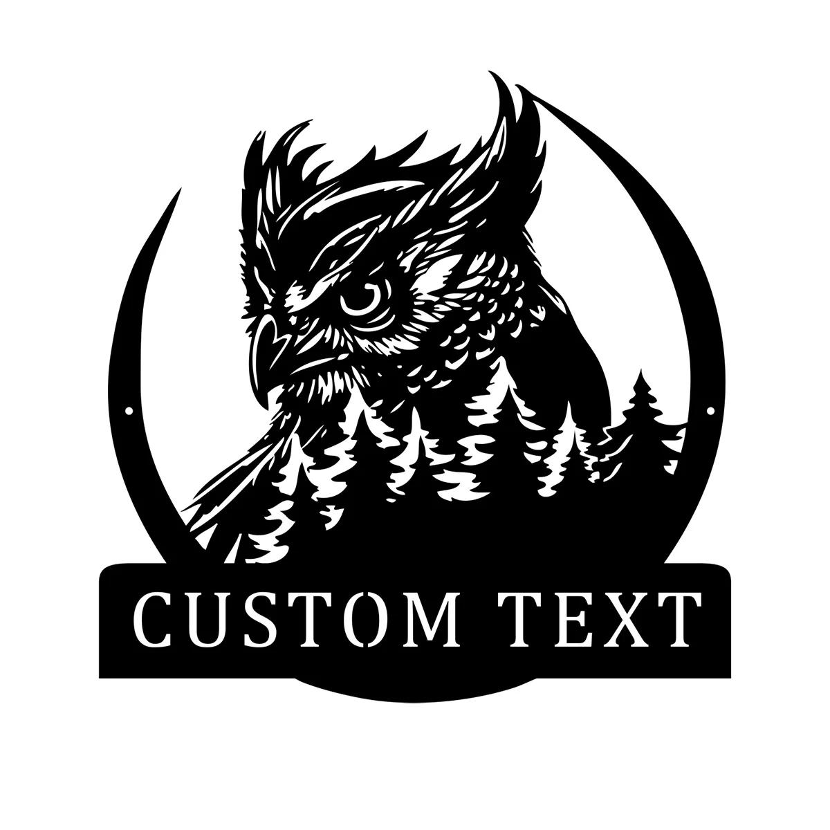 Metal Owl Wall Art, Personalized Owl Sign, Owl Lover Gift, Custom Name Metal Decor