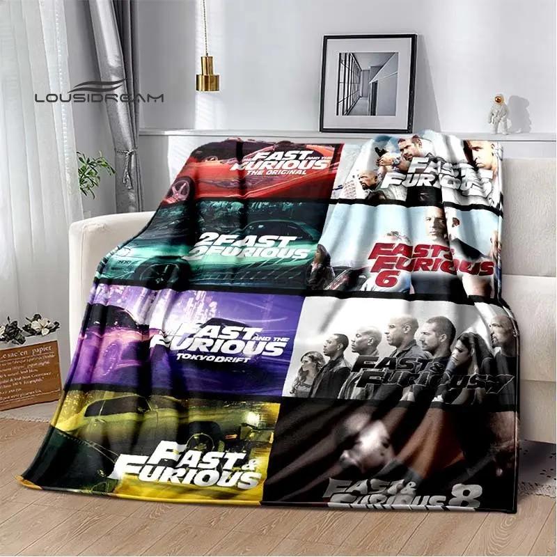 Koc Flanelowy z Filmu Szybcy i Wściekli Samochód Wyścigowy Dekoracja Domu Puszysty Koc Sypialnia Łóżko Sofa Podróż Camping Koc Termiczny