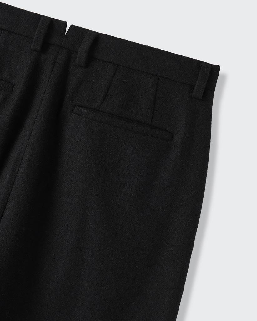 Musinsa Standard Wool Blend Traditional One-Pleat Tapered Slacks [Black]