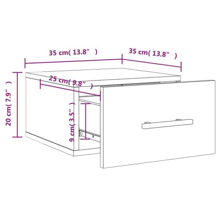 VidaXL Tables de chevet murales 2 pcs blanc brillant 35x35x20 cm 829873