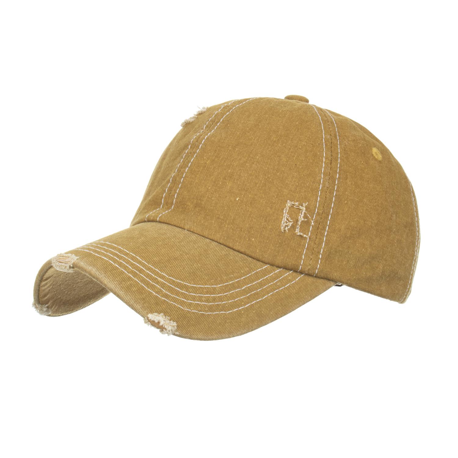 

Стираная легкая бейсбольная кепка с рваной крышкой для занятий спортом на открытом воздухе, кепка в стиле ретро с буквами Adjustable жёлтый