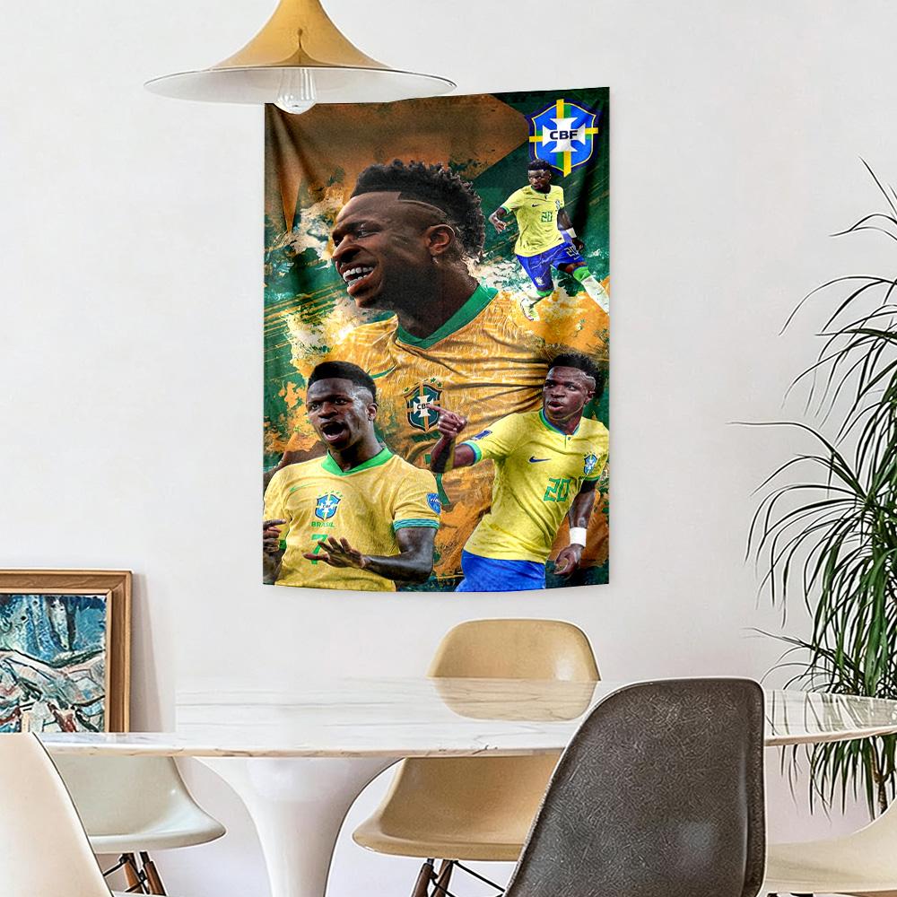 Brazilian Football Celebration Wall Decor Tapestry Art For Pet Memorial Birthdaywedding Party Backdrop Family Gift