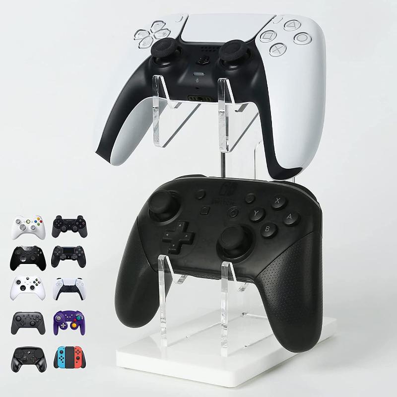 Universal Dual Controller Stand For Ps5 Ps4 Desk Controller Transparent Acrylic Holder Gamepad Joystick Mount For Xbox