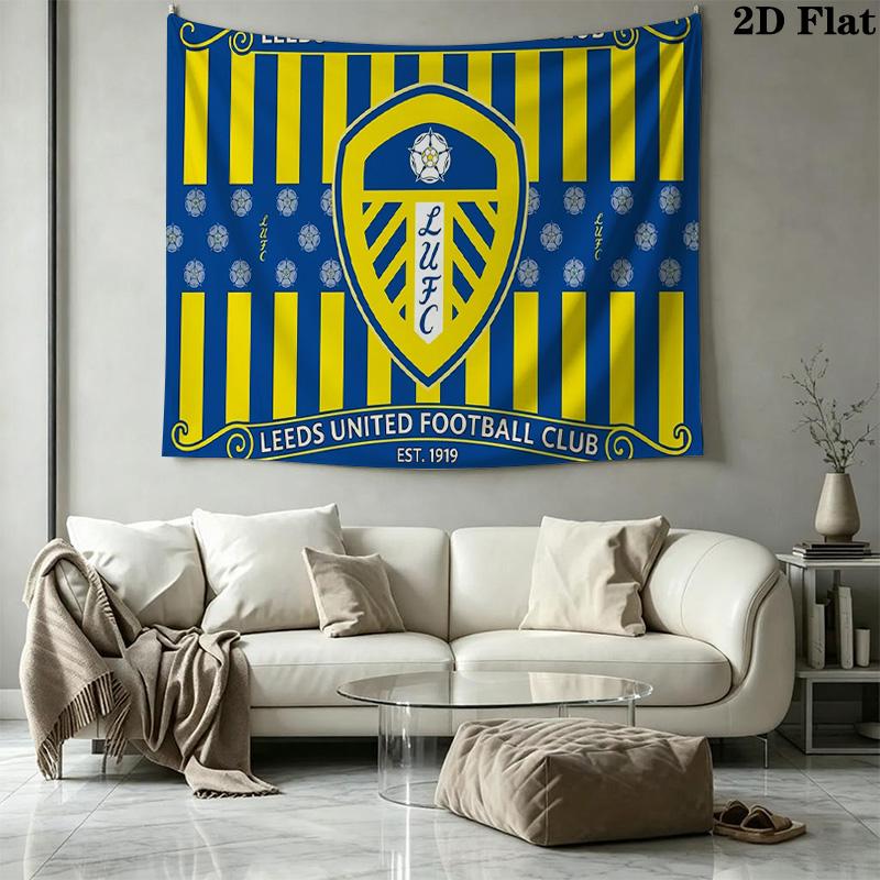 Leeds United Logo Wall Tapestry Aesthetic Wall Hanging Printed Fabric Blanket Decorative Tapestries for Bedroom Living Room Home Decor