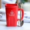Funny Trash Can Shaped Mug with shovel shaped spoon, Creative Ceramic Trash Can-shaped Coffee Mug, Breakfast Cup Microwave Safe