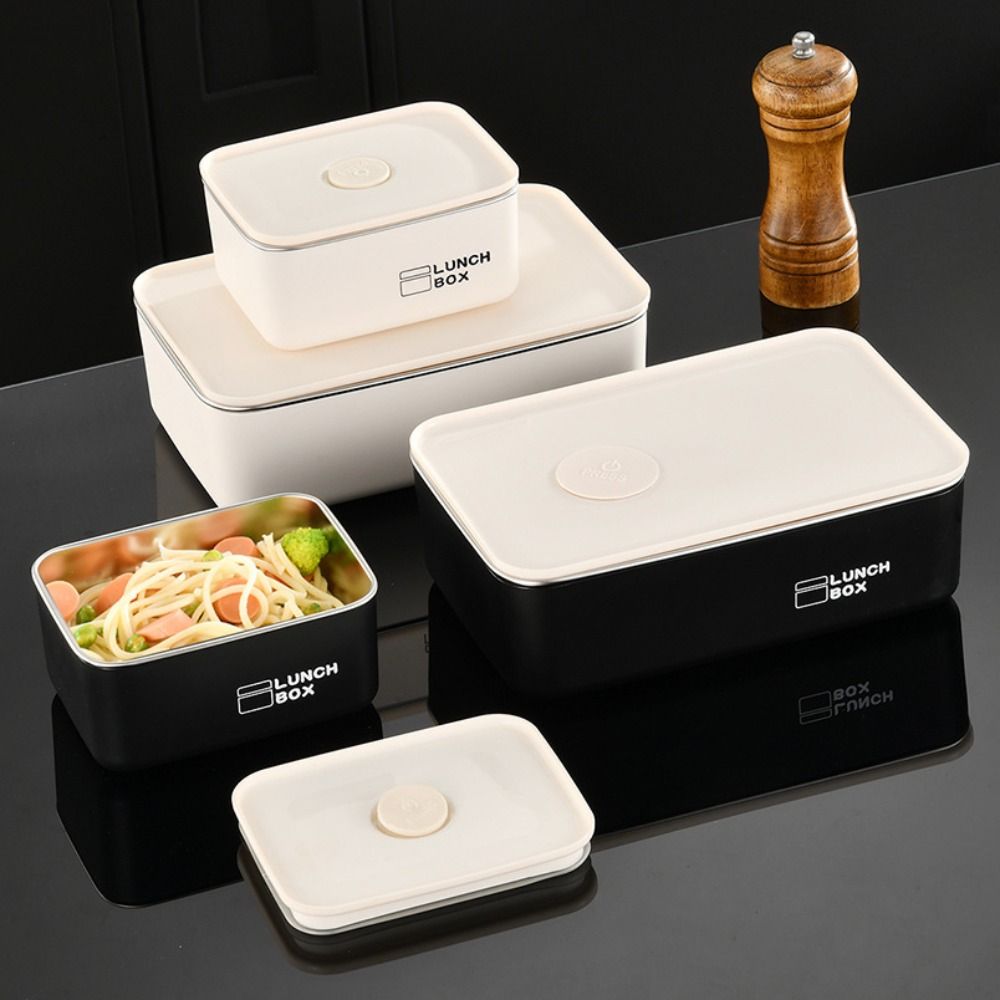 

500/1500 ML Bento Box Microwavable Food Storage Box Portable Food Storage Container Kids Black-550ML