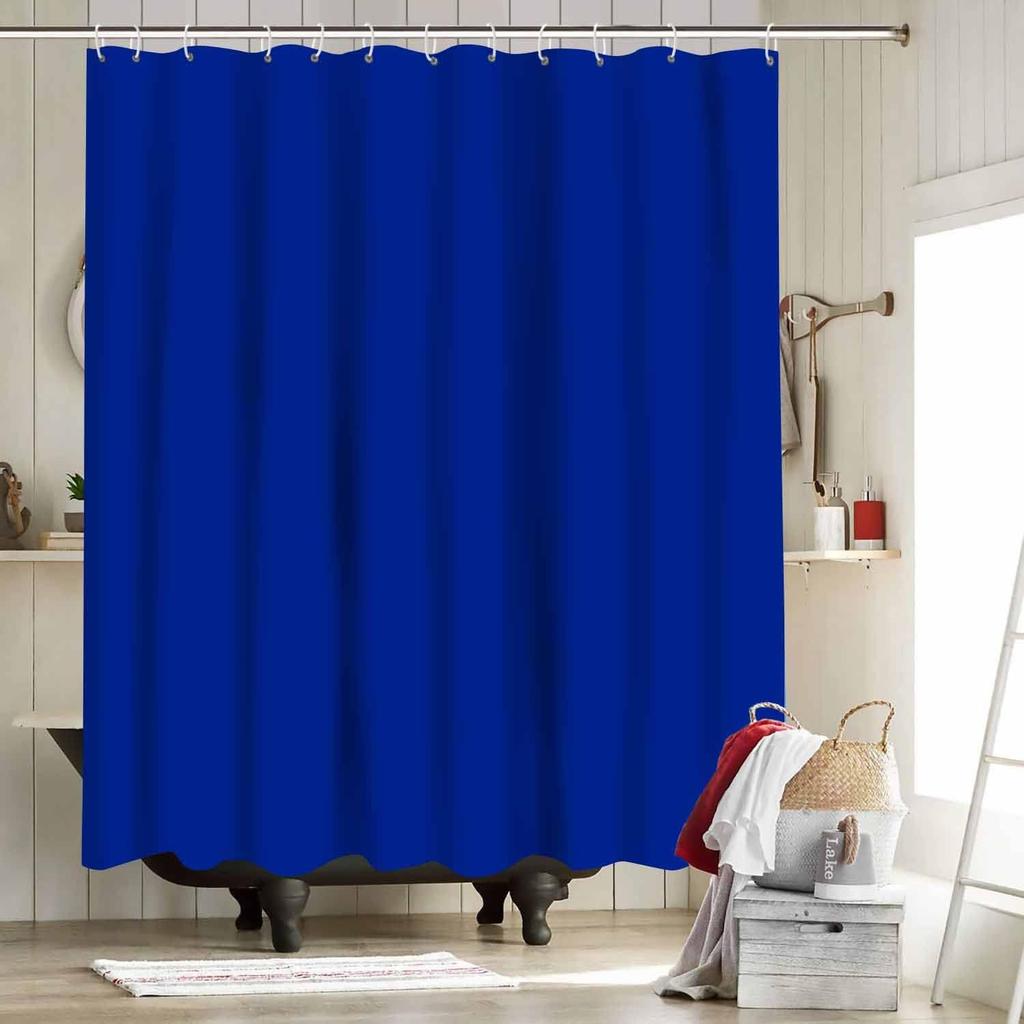 Classic Royal Blue Shower Curtain Washable Thicken Durable Polyester Fabric Set with Hooks, Weight Hem, 72 X 72 Inches, LHNT330-72