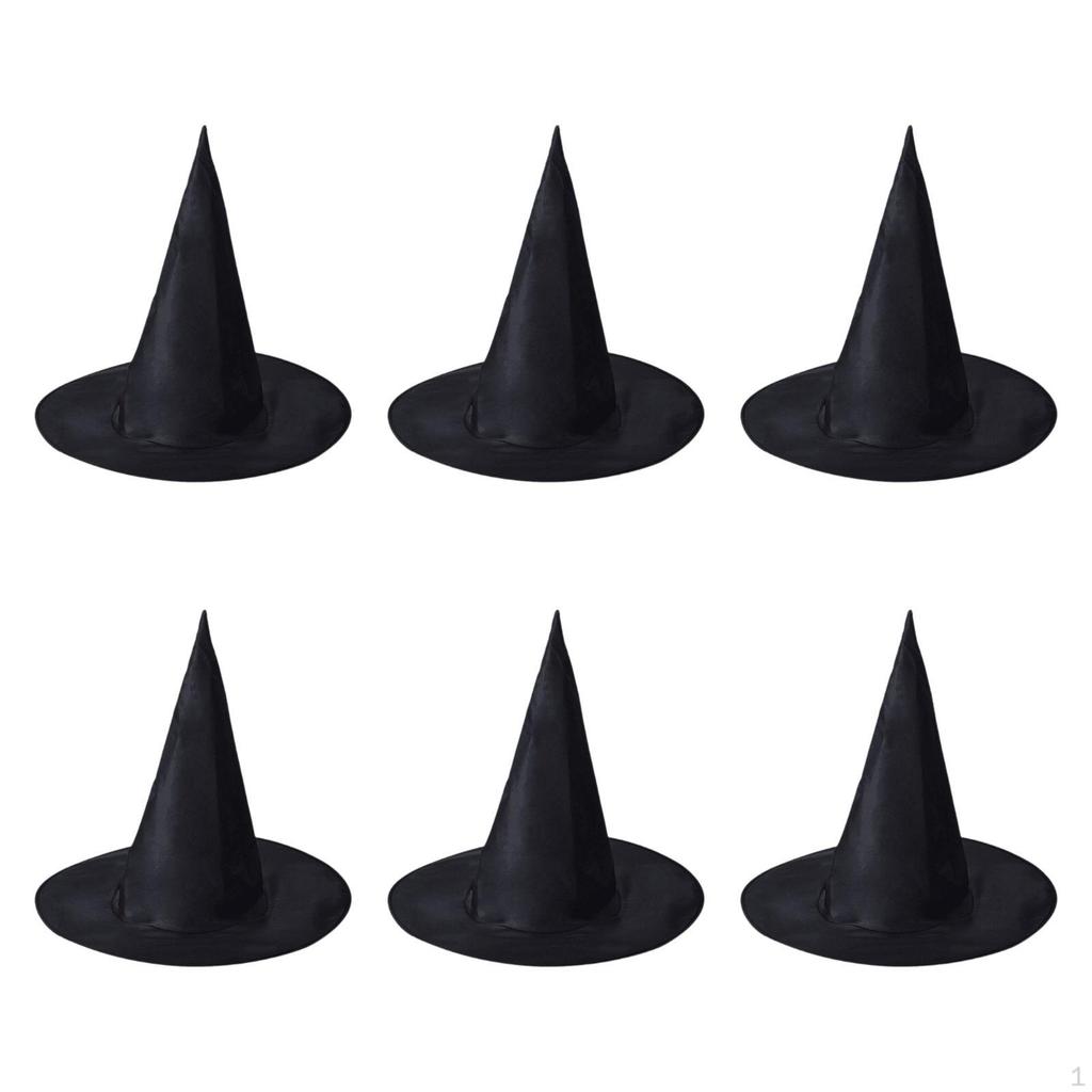 6 Pieces Halloween Witch Hat Wizard Cap Headwear Headgear Sorceress Pointed for