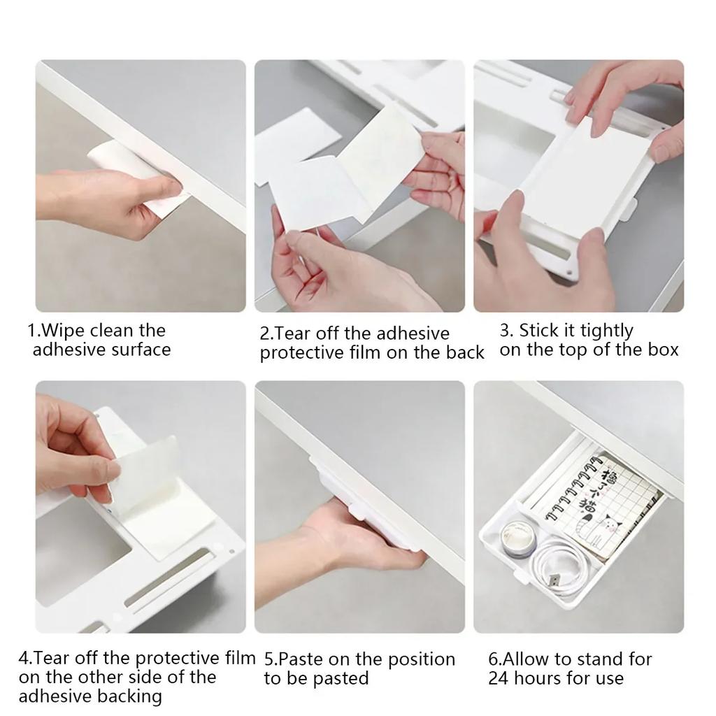 1pc Under Desk Storage Drawer Attachment Plastic Desk Accessories Under Desk Hidden Self Adhesive Drawer for office Home