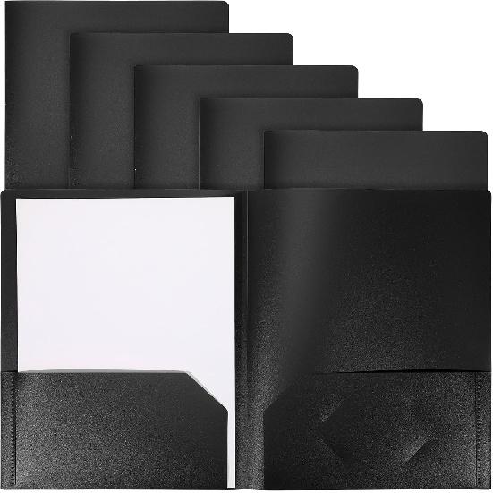 6 Pcs Yellow Heavy Duty Plastic Folders 2 Pocket File Folder Fit Letter Size for Home Office School Communication Presentation Report Sheet