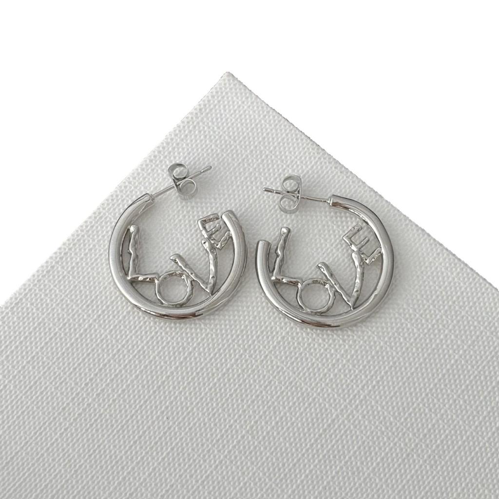 French American LOVE Letter Round Earrings: Elegant & Versatile High-End Fashion