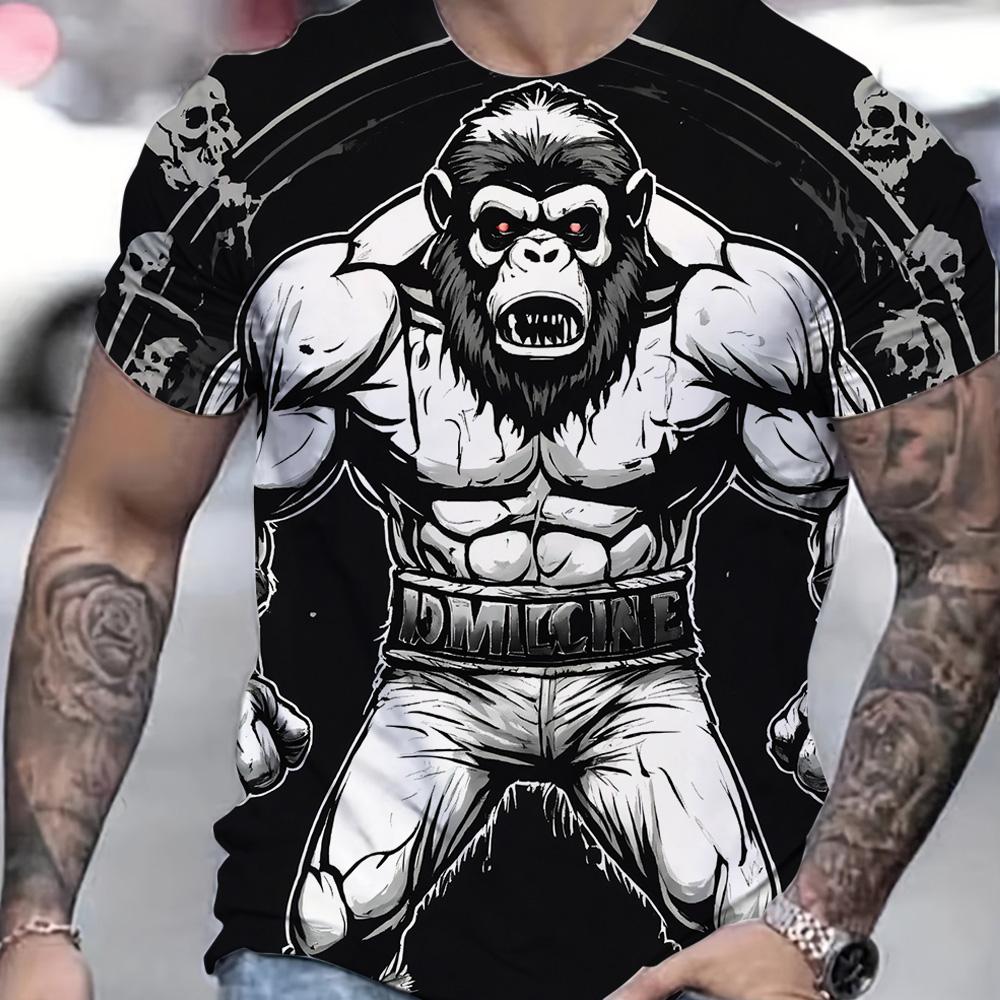 Herren Sommer Atmungsaktive Schnelltrocknende Sportoberteile Modische Boxen Kurzarm T-Shirts L