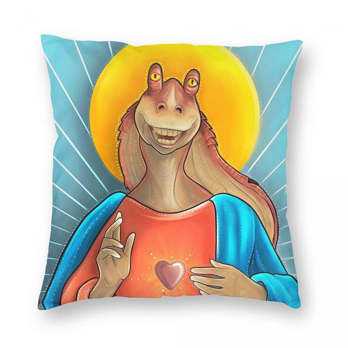 Jar Jar Binks Square Pillowcase Polyester Linen Velvet Printed Zip Decor Throw Pillow Case Home Cushion Cover x 30x30cm