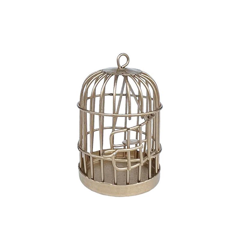 

1 шт. микро-ландшафтное украшение 1/12 кукольный домик миниатюрная металлическая клетка для птиц модель мебель комната сцена аксессуар своими руками золотой