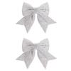 2Pcs 3D Bow Christmas Decorations Sparkling Christmas Hanging Decorations  Holiday Accessories