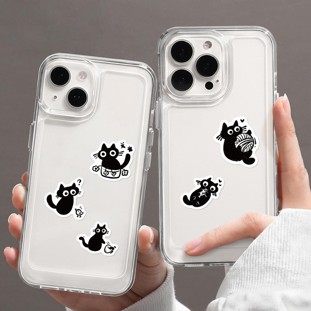 500 Sheets of Cute Black Kitten Cartoon Stickers for DIY, Scrapbooking, Skateboards, and Phone Cases