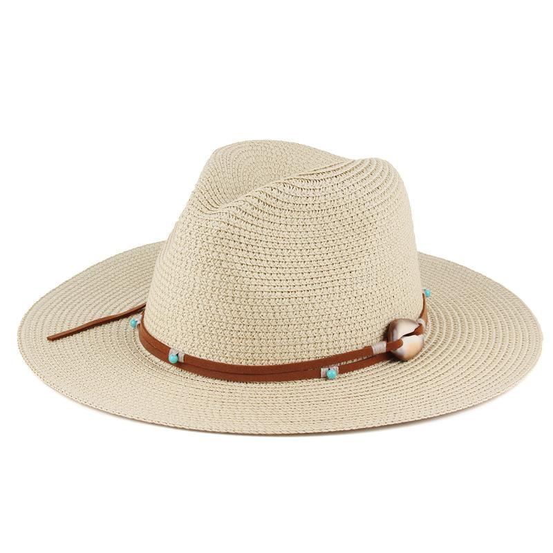 Spring and summer new women's beach hat fashion casual top hat outdoor shading sun hat flat edge straw hat