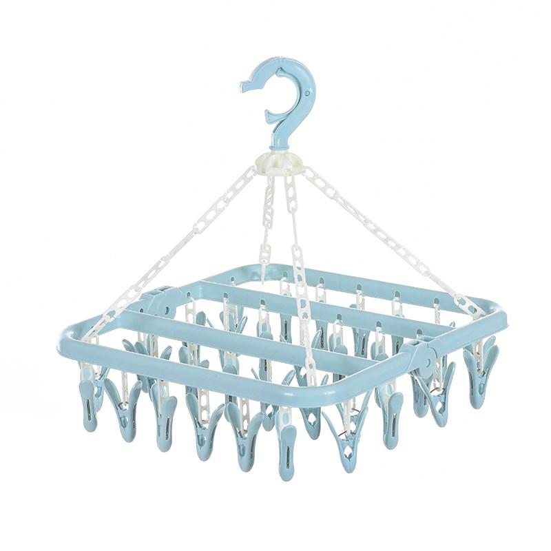 Clips 32 Clothespin Hanger Plastic Foldable Socks Underwear Bra Panties Hanging