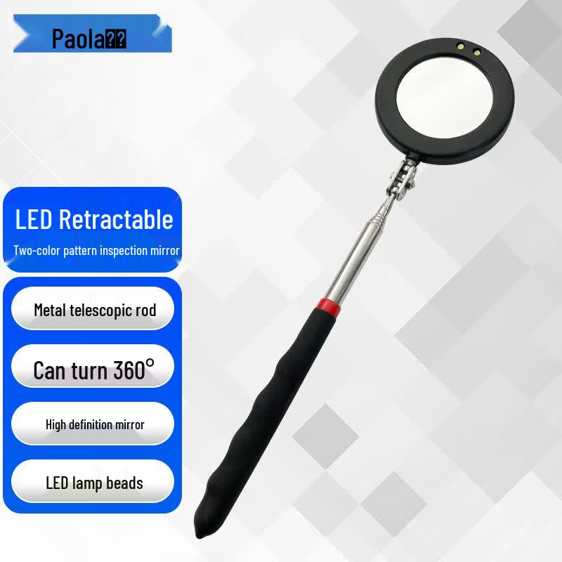 Paola 75mm Round LED Telescopic Inspection Mirror