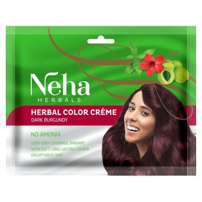 Neha Color Creme Burgundowy Farba do Włosów 15 ml X Opakowanie 10 Długotrwała Formuła Niekapiąca Miękkie Lśniące Włosy Krycie Siwizny