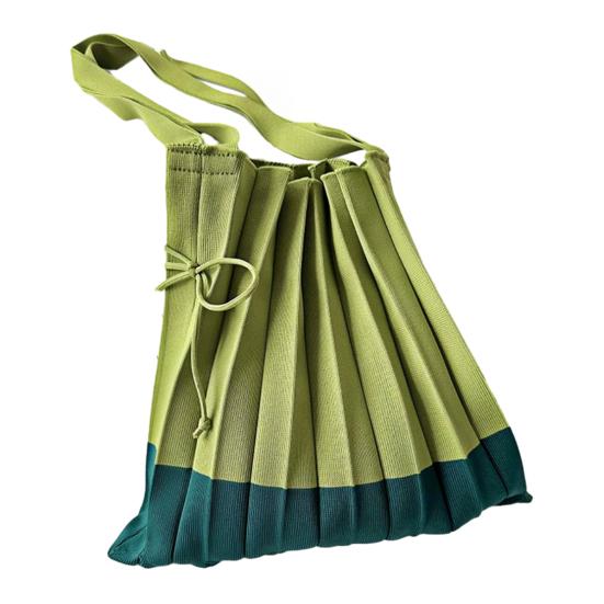 Складная Сумка для Покупок Многоразовая Сумка-тоут Цветная Наплечная Сумка для Блочной Плиссированной Гармошки Продукты Покупки Продуктов Ежедневная зелёный