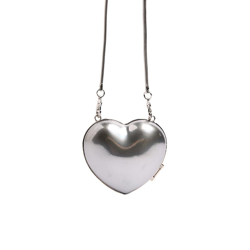 Heart Style PU Compact Chains Shoulder Bags Fashion Simple Unique Design Crossbody Bags for Women 2024 Personality Coin Purse