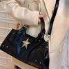 PU Leather Gothic Star Crossbody Bag Large Capacity Y2K Shoulder Bag  Girls
