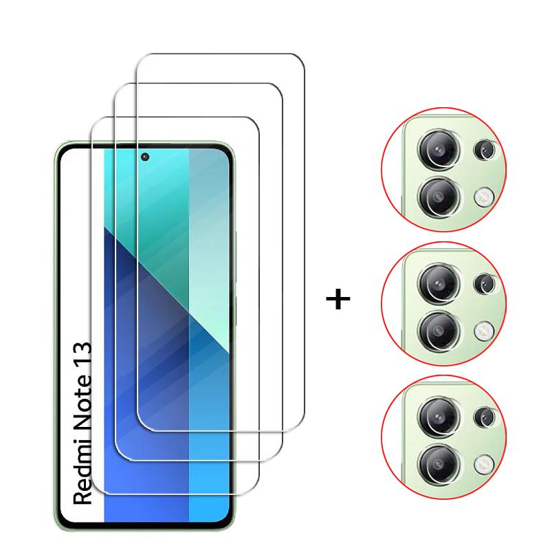 6in1 For Xiaomi Redmi Note 13 4G Tempered Glass Screen Glass Redmi Note 13 Pro Screen Protector HD Phone Lens Film Redmi Note 13