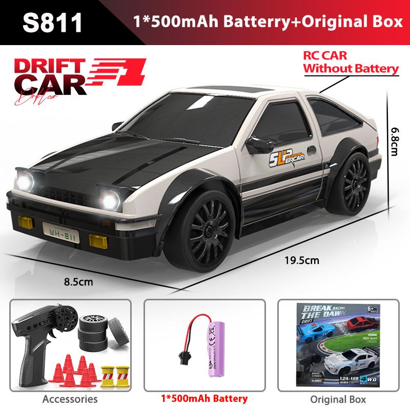 GTR Model AE86 RC Drift CAR With LED Light 4WD 2.4G Radio Remote Control Cars Professional Racing Toys for Children Gifts
