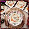 20pcs Disposable Napkins with Pumpkin, Maple Leaves Pattern Print for Wedding,Parties,and Daily Use for Thanksgiving Fall Christmas Table Decoration