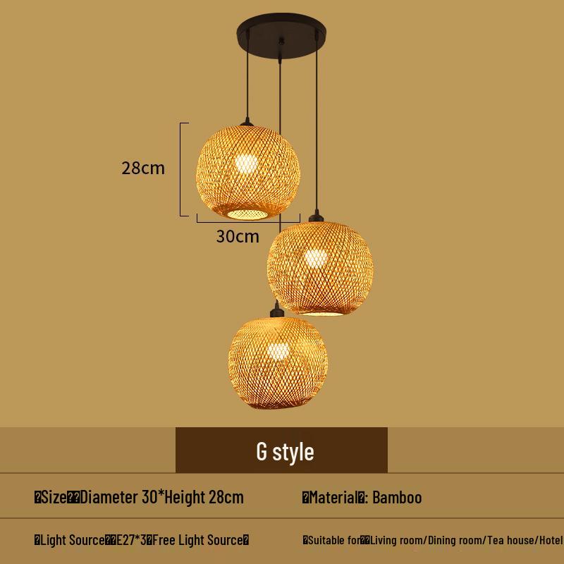 Bamboo Woven Pendant Light - Japanese Lantern for Dining, Restaurant, or Tea Room. Rattan Straw Hat Lampshade with New Chinese Art Design.