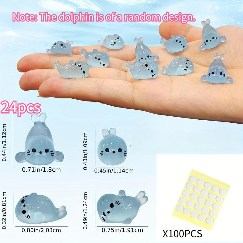 

Sealed Resin Car Dashboard Decorations (24Pcs) – Includes 100Pcs Double-Sided Stickers, Cute Display Dolls for Car Console