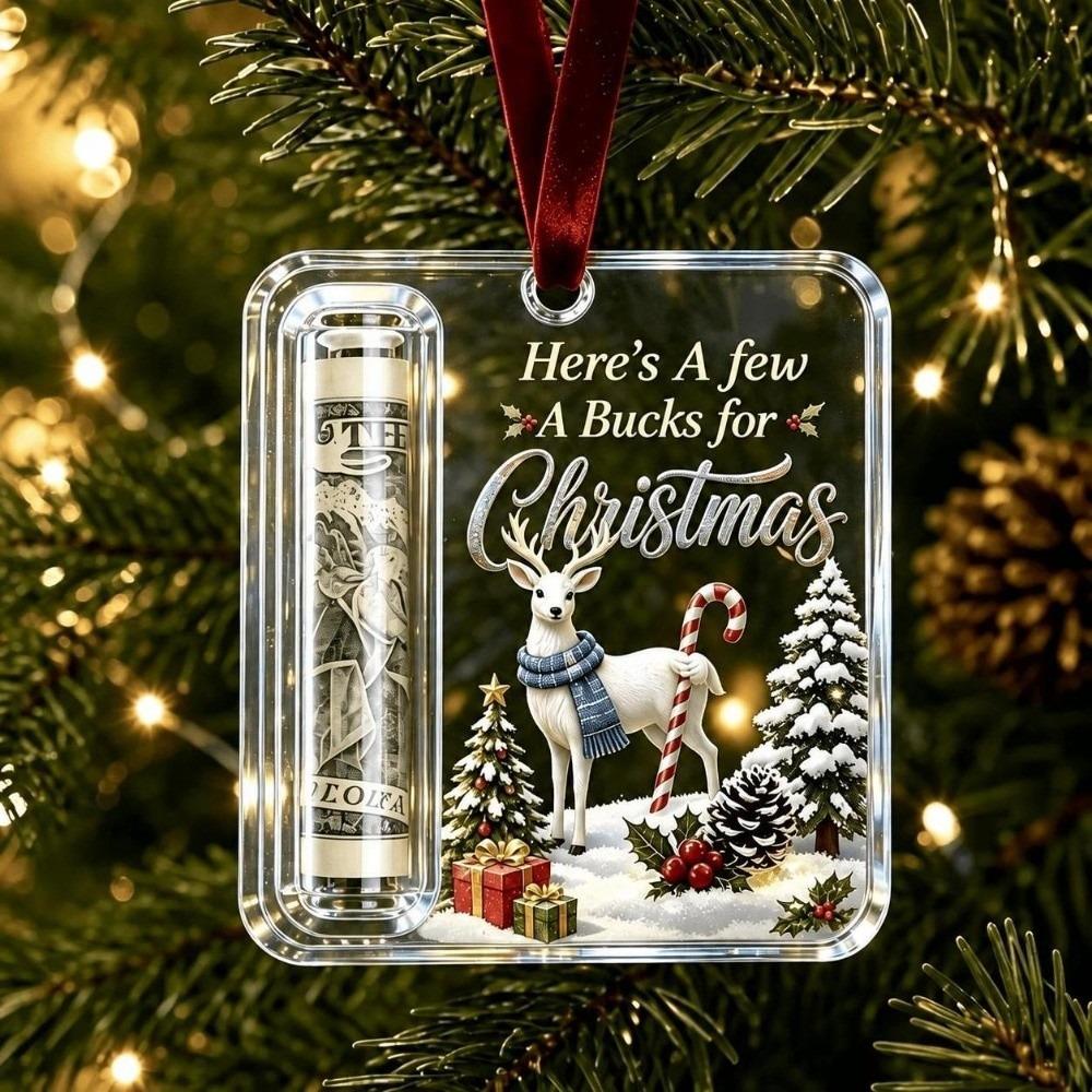 Hanging Christmas Cash Gift Ornament Acrylic Treat Holder Ornament  for Surprise Present