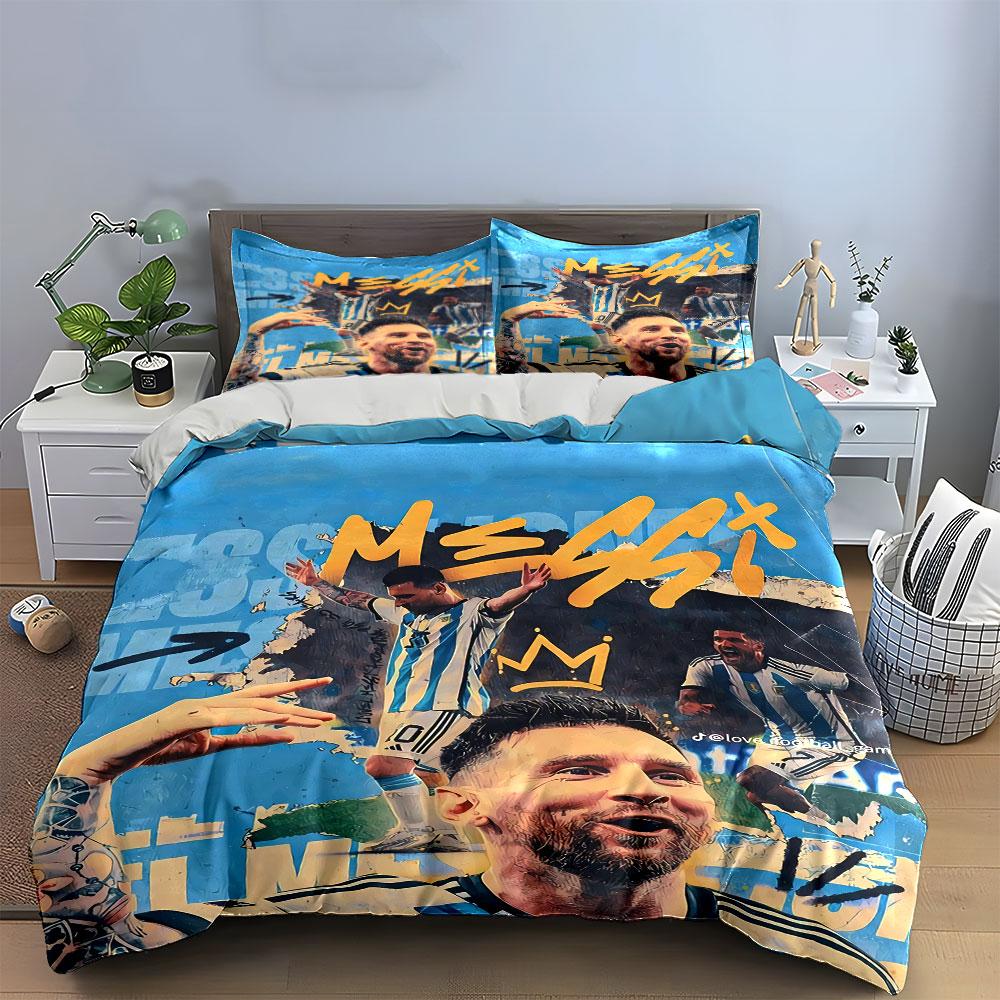 Messi Print Bedding Set Bedding Duvet Cover Set Duvet Cover Pillowcases (1 * Duvet Cover 2 * Pillowcases, without duvet insert)
