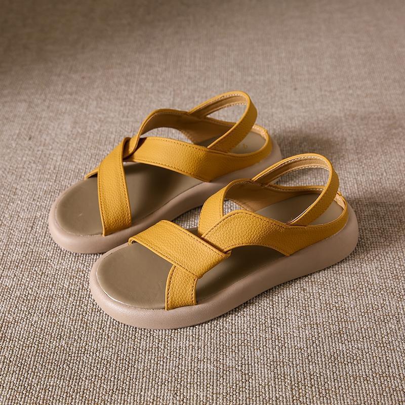 

Sports sandals women s summer wear 2025 new flat-bottomed retro shoes casual fashion beach pregnant women cool slippers 40 жёлтый