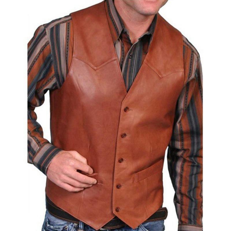 

Male Four Seasons Retro Single Breasted Vest Gentleman Simple Plus Size Jacket L коричневий