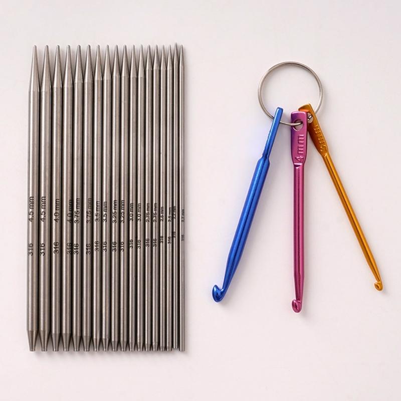 9Pairs Steel Interchangeable Circular Knitting Needle Set with Crochet Hook, Knitting Accessories, Case for Knitting