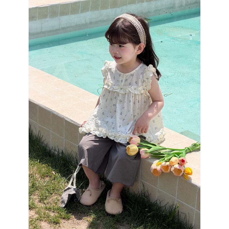 Korean Style Summer Floral Print Two-Piece Set for Baby Girls Size 73