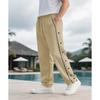 Men's New Elastic Waist Loose Casual Sports Straight Pants with Side Buttons