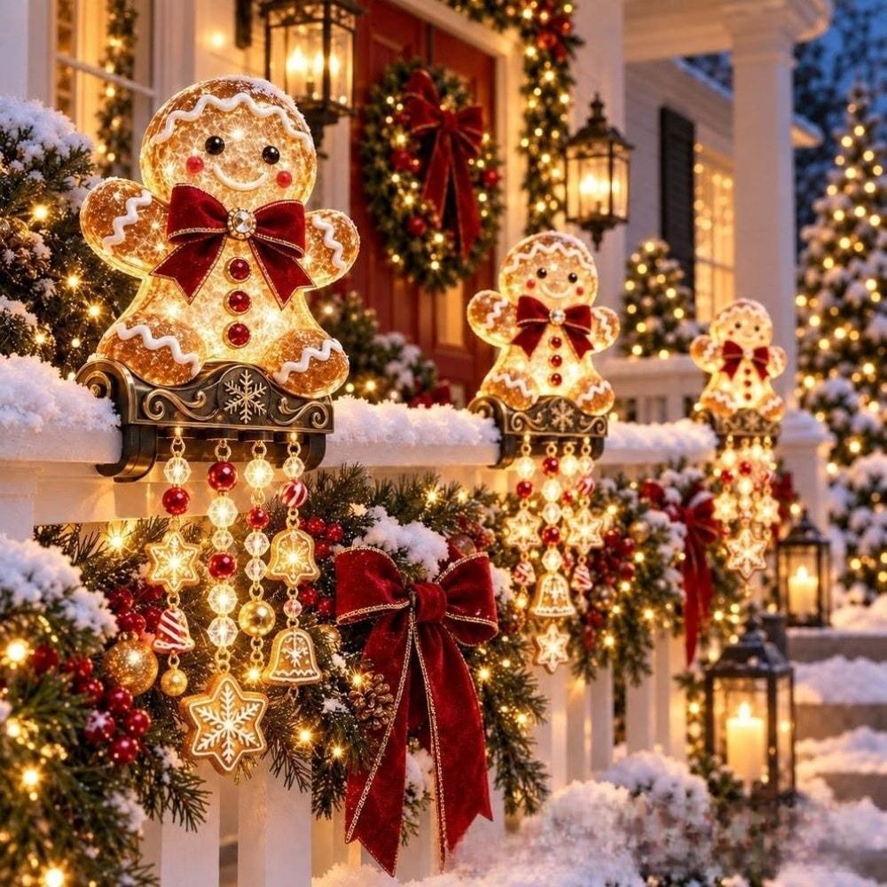 Penguin Christmas Porch Railing Lights Reindeer Christmas Figure Light Holiday Yard