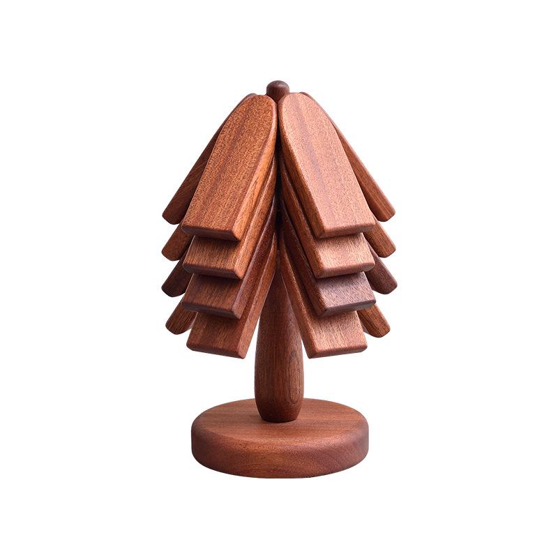 High-End Solid Wood Christmas Tree Table Mat - Heat Resistant Pot & Dish Pad