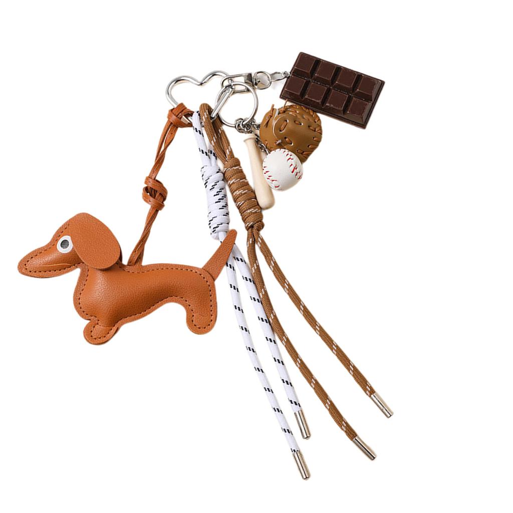 Fashionable Retro Sausage Dog Keyring Fashionable Sturdy PU Jewelry Accessory for Collectors and Trendsetters Use