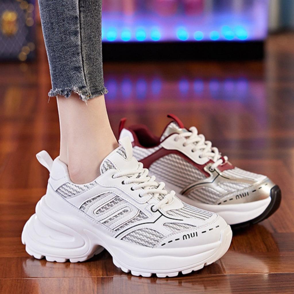 Red Daddy Shoes Women's 2025 New Spring and Summer Platform Shoes Explode Height Niche Casual Versatile Breathable Sneakers
