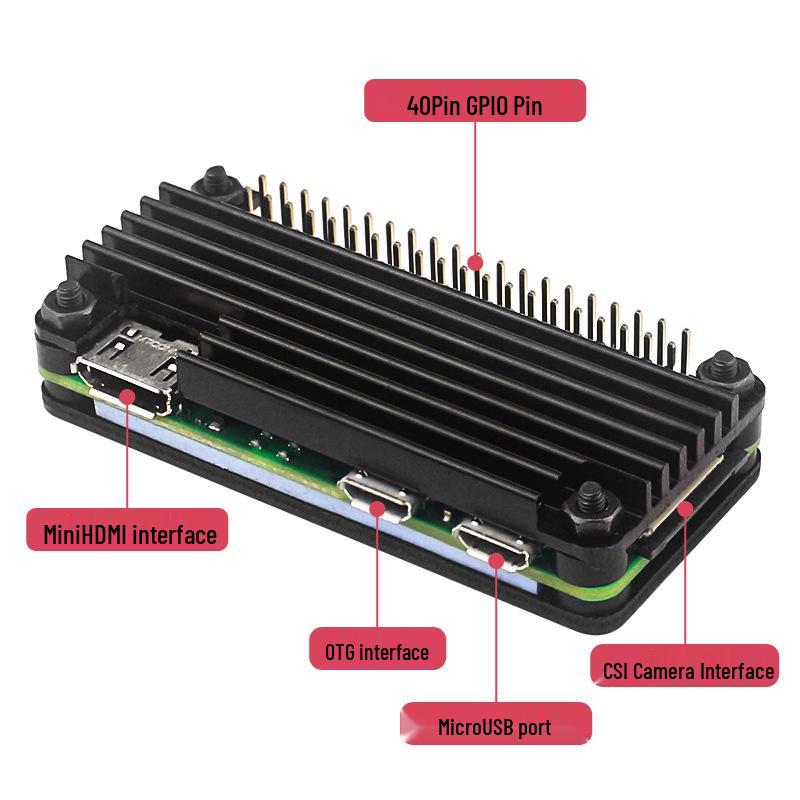 Raspberry Pi Zero 2W Aluminium Schutzgehäuse + Pin-Header & Schraubendreher