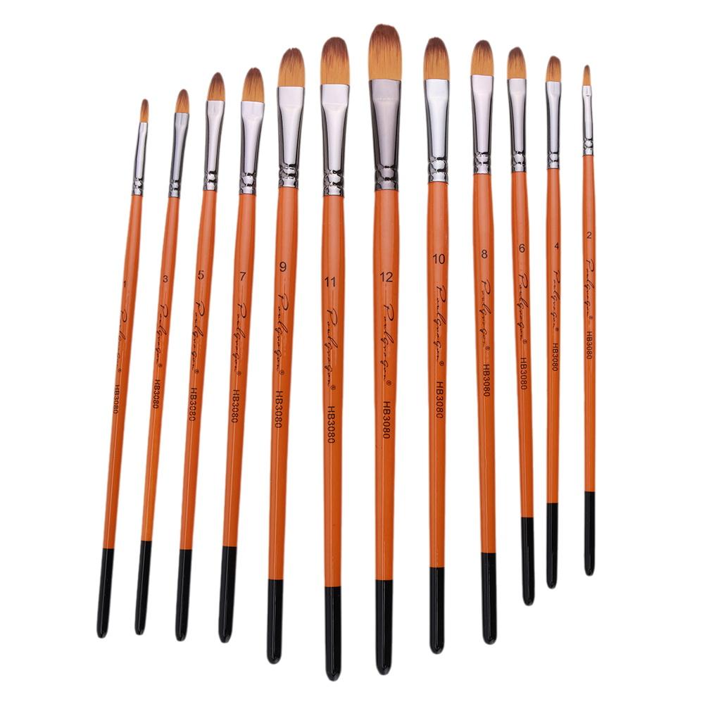 12 Stück Malpinsel Set Kit Künstler Pinsel mit Nylonhaar für Künstler Acryl Aquarell