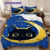 Set Copripiumino Trapuntato con Motivo Gatto Nero Federa Decorazione per la Casa Regalo di Compleanno (1 * copripiumino + 2 * federa, senza nucleo)
