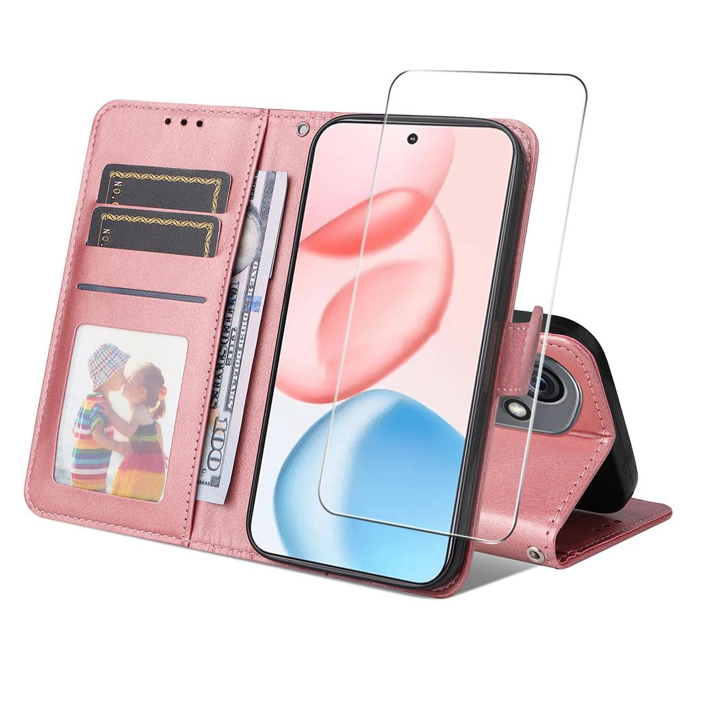 For Honor 400 5G (Global) PU Leather Wallet Case ENKAY HAT PRINCE Phone Stand Cover with Tempered Glass